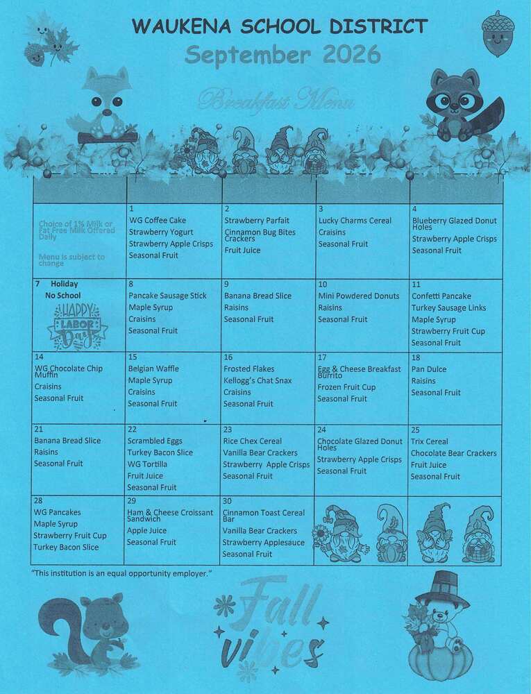 September Breakfast Menu