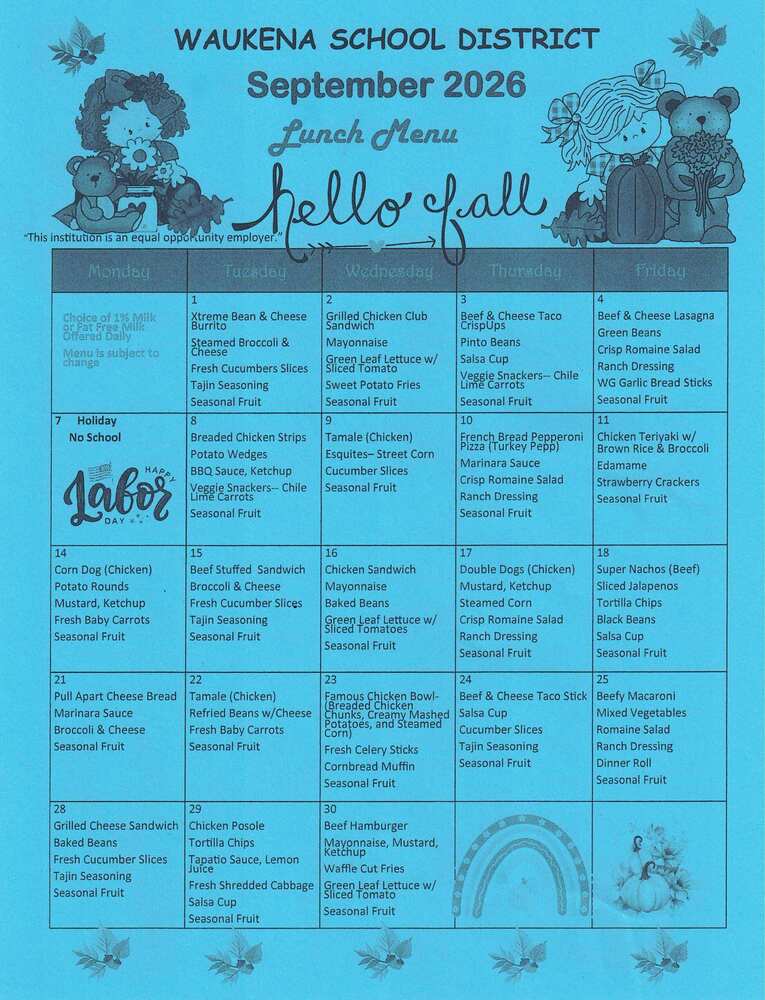 September Lunch Menu