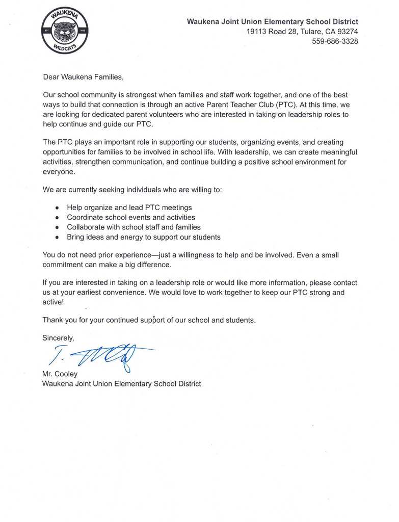 PTC Letter