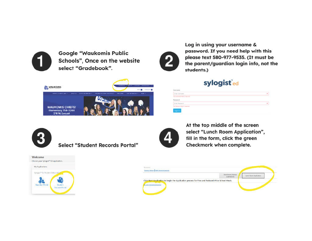 Online Lunch Application Instructions