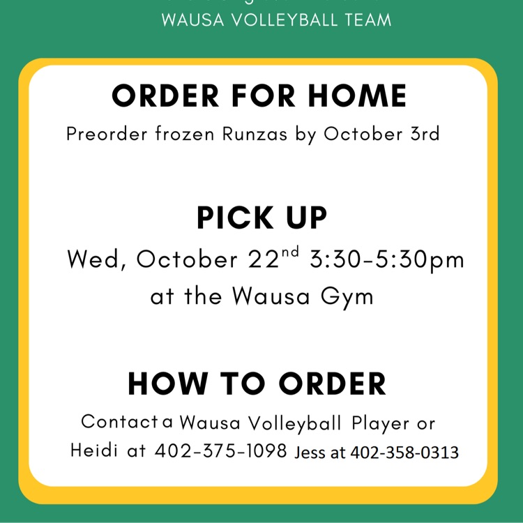 runza fundraiser Wausa volleyball team