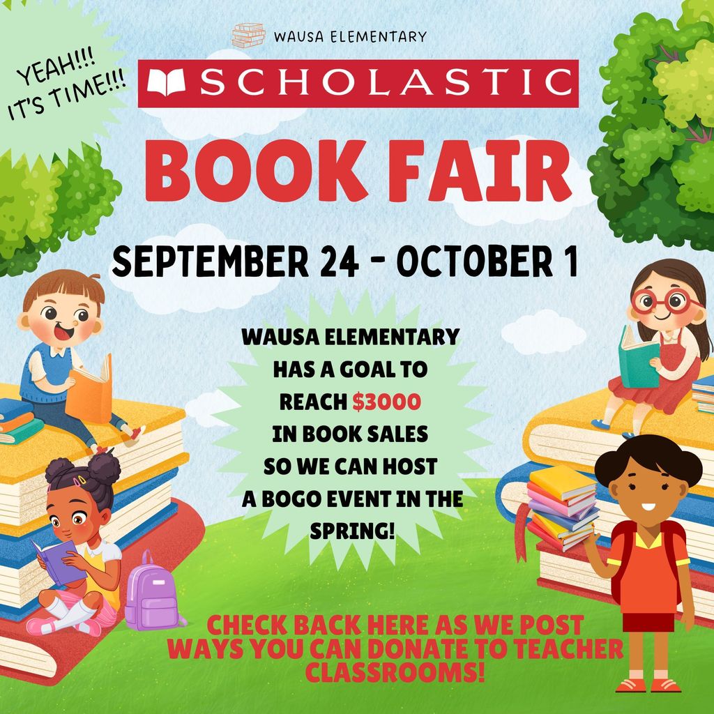 Wausa Elementary Scholastic Book Fair: September 24-October 1