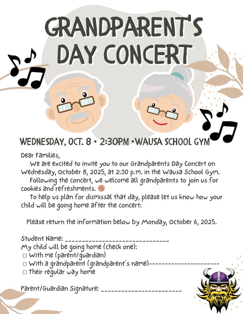 Wausa Elementary Grandparents Day Concert information
