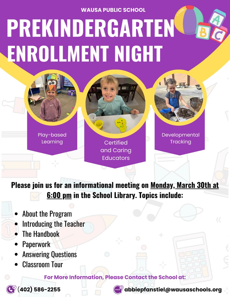 Flyer with information for the PK enrollment night