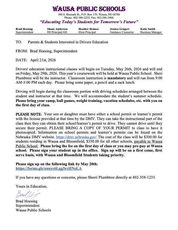 Drivers Education Information