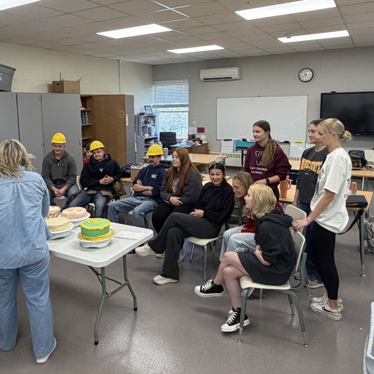 Senior foods class-final project, cake making and the judges, Mr. Anderson, Mr Johnston and Ms. Avery!!! 