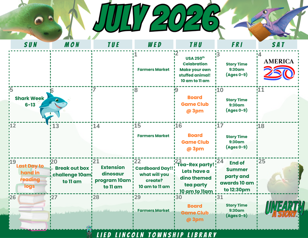 Get ready to UNEARTH A STORY this summer at our public library… and yes, it’s ALL about 🦖 DINOSAURS! 🦕  The dinosaur display is already up and it is a must-see—perfect for sparking curiosity and excitement for readers of all ages.  And this is just the beginning… the summer reading program at our public library is shaping up to be absolutely EPIC. 📚✨  You won’t want to miss the activities, books, and adventures they have planned!  Make sure to stop in, check it out, and get signed up. Let’s make this a summer full of reading, discovery, and a whole lot of dinosaur-sized fun! 🦕📖