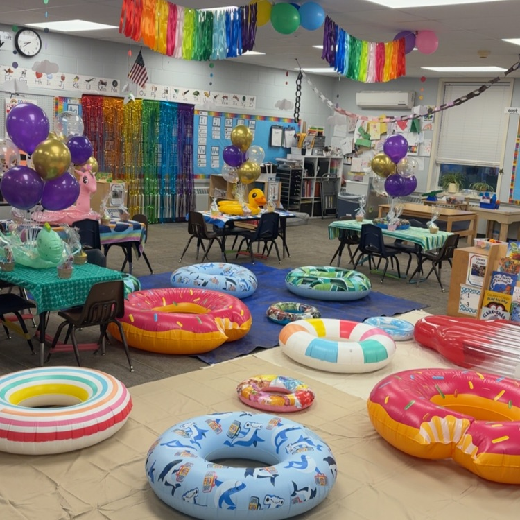 preschool room in a beach theme