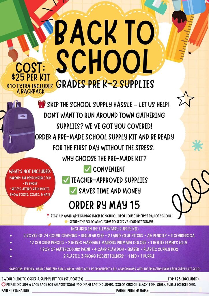Ordering back to school supplies for the premade back to school supply packets next week! Notify Mrs. Heimes by Monday if you missed out and still want to sign up. Either call school or email heatherheimes@wausaschools.org.
