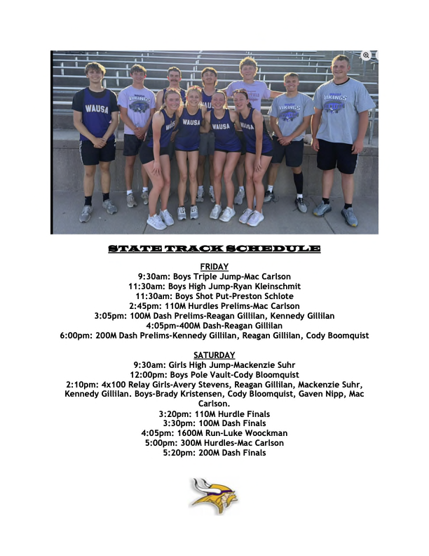 State Track Schedule