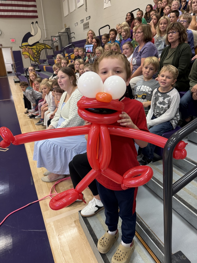 Rob Holla demonstrated how air pressure works. He gifted the first grade class with a balloon Elmo. Ripp was able to assist Mr. Holla with the experiment.