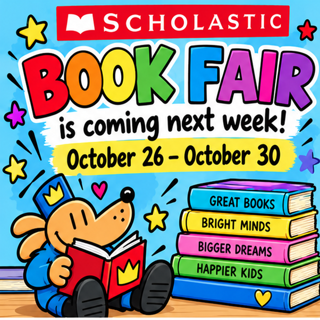 Our Scholastic Book Fair is coming October 26-30. This is the event that excites kids about reading and earns funds for our school! Be sure your child doesn’t suffer Book Fair FOMO—get them prepared to shop at https://shop.scholastic.com/stf/fund?orgUCN=610807255 #ScholasticBookFairs