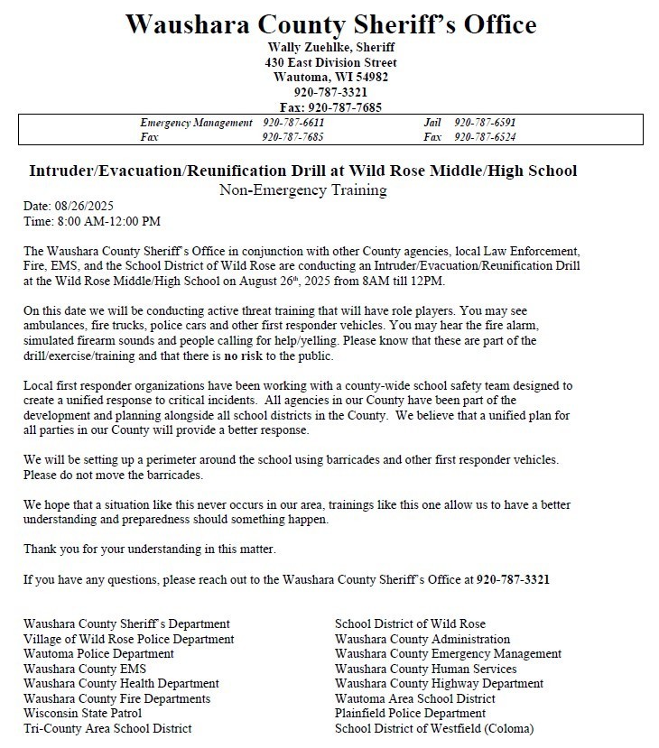 Wild Rose Public Notification Letter