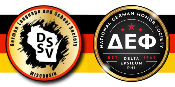 german language and school society of wisconsin logo and national german honor society logo