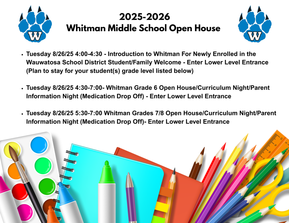 25-26 Whitman Middle School Open House