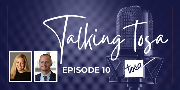 Talking Tosa podcast Episode 10 image of microphone with headshots of guests
