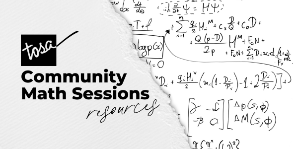 Community math sessions resources with photo of math equations