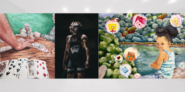 image of three award-winning student artworks