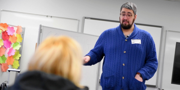 counselor speaking to students