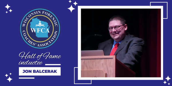 WFCA Hall of Fame inductee Jon Balcerak with photo of Jon