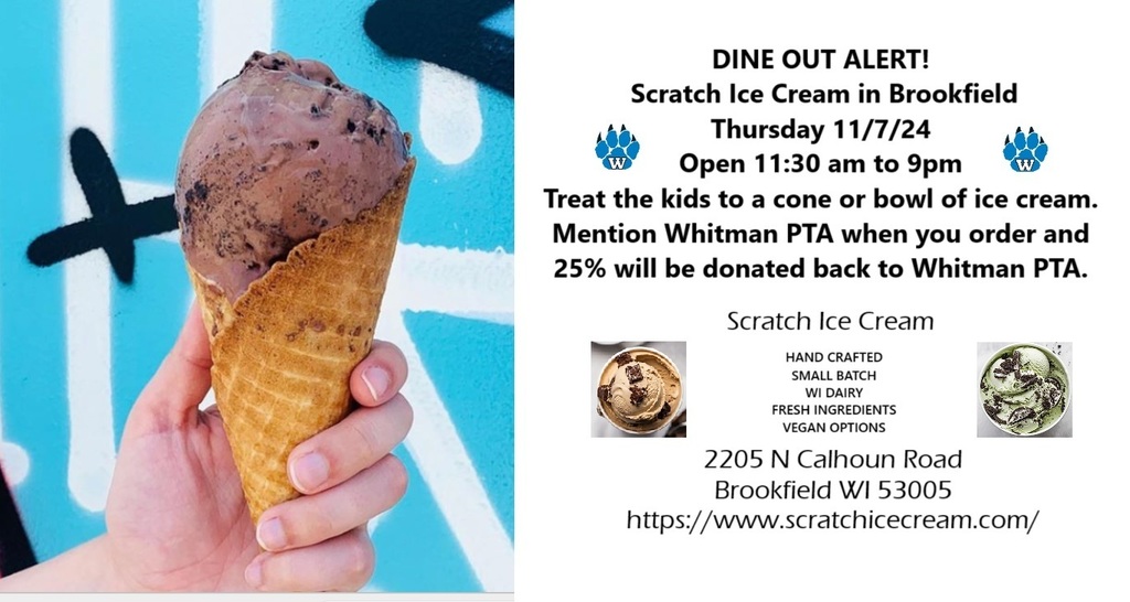 PTA Fundraiser 11.7 Scratch Ice Cream