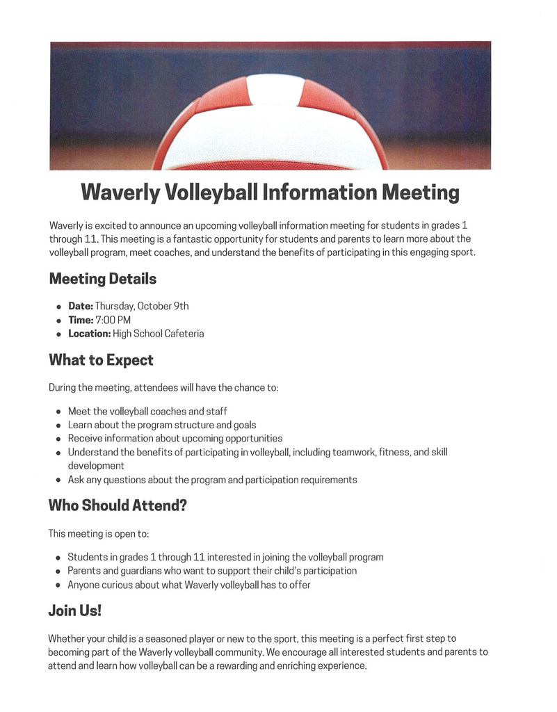 Waverly Volleyball Information Meeting