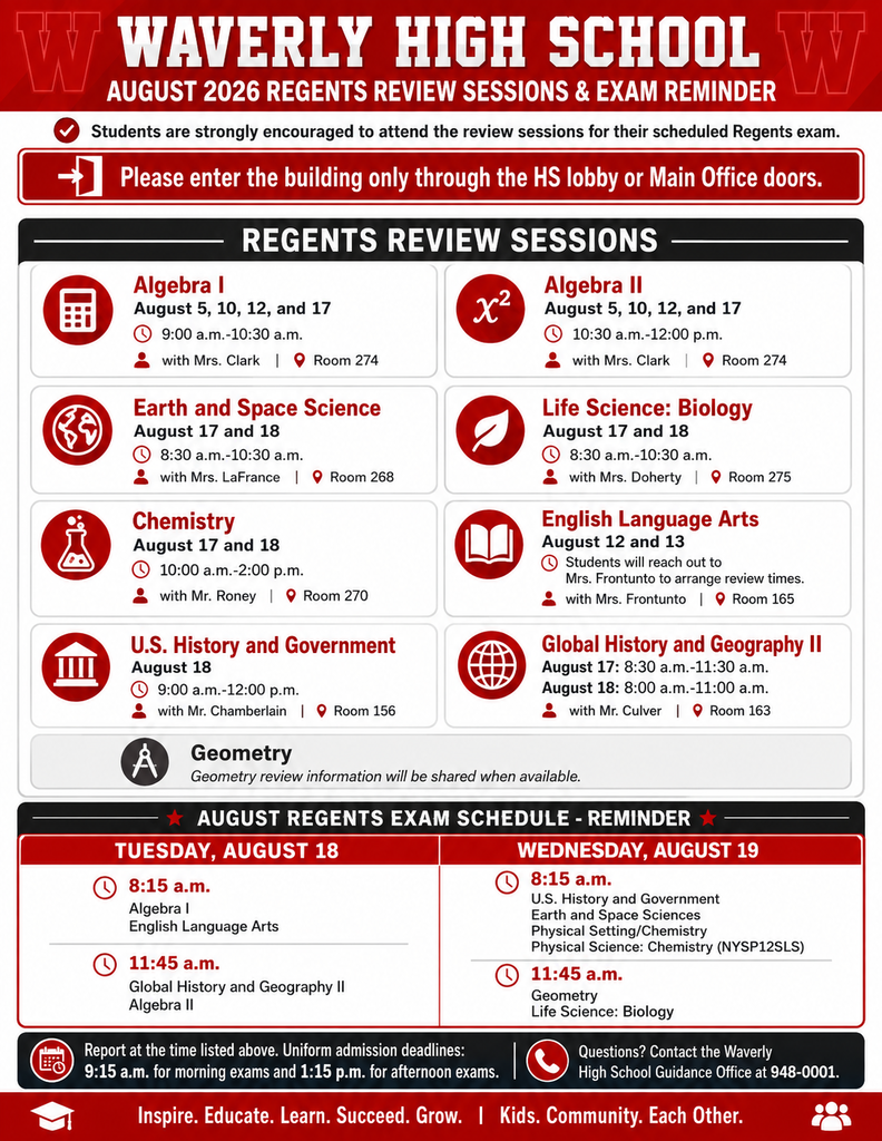 August Regents Review and Testing Information