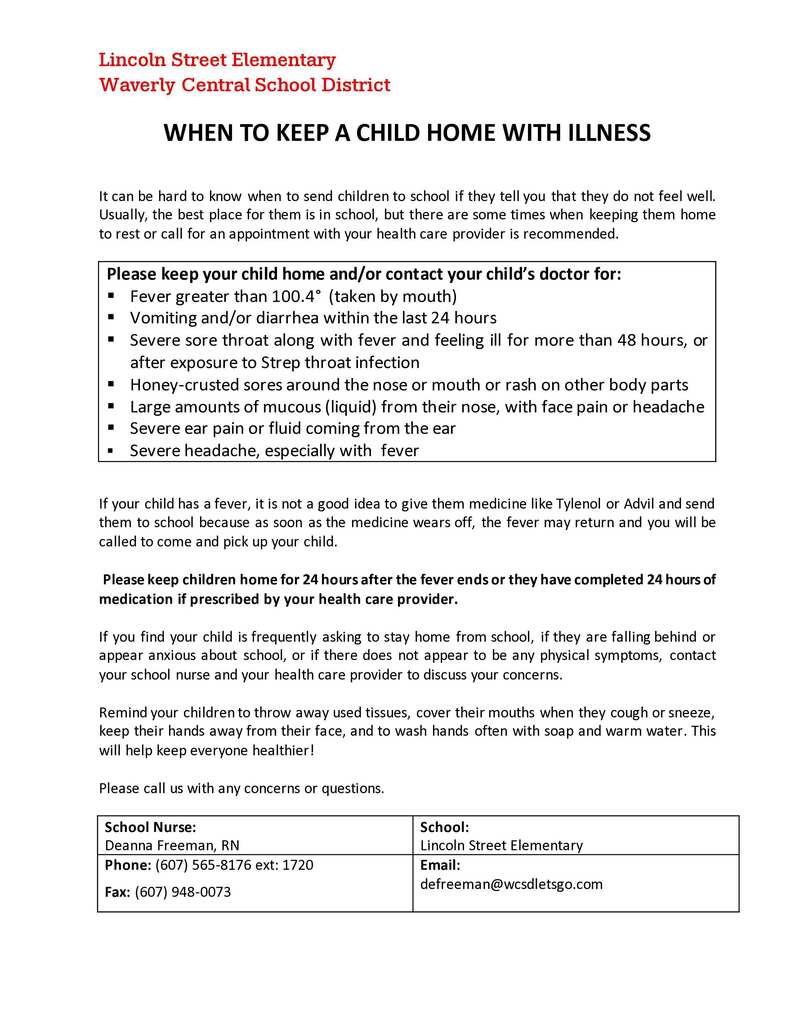 Letter from School Nurse