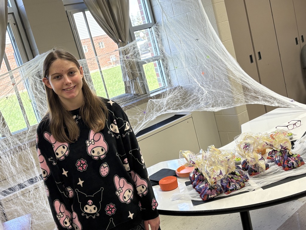 Student ready to welcome their littler buddies to the Halloween Party.