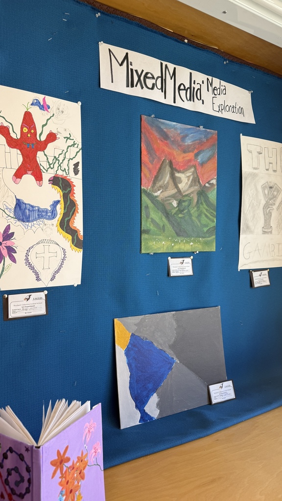 Samples of HS work displayed through the building.