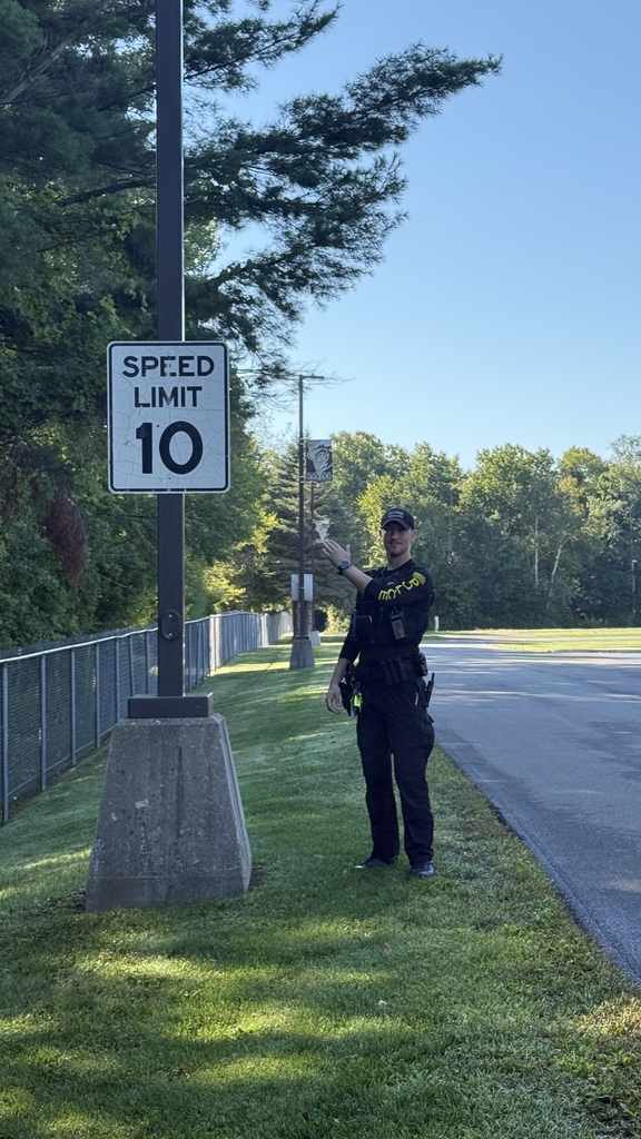Officer Terry reminds us to slow down on the Wayland-Cohocton Campuses.
