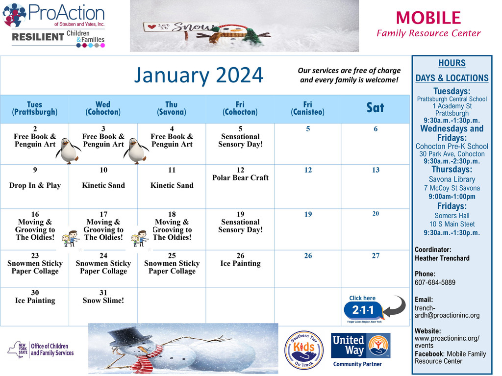 FRC Schedule at WC Prekindergarten School