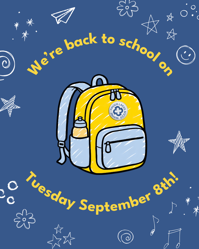 A back to school graphic with a yellow backpack says all BOCES programs start on Tuesday September 8th.