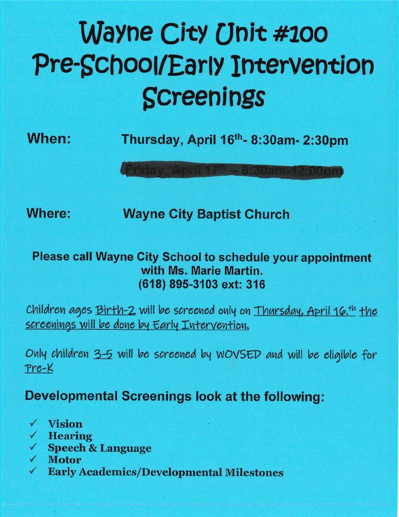 Pre-School Screenings