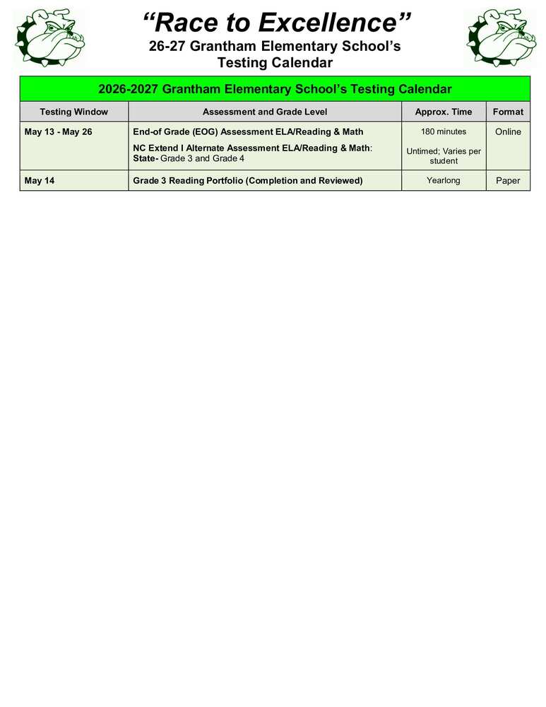 Testing calendar 2026-2027 (page 2)