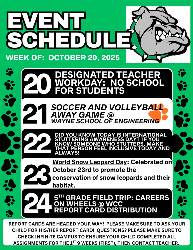 Event Schedule: October 20th - October 24th