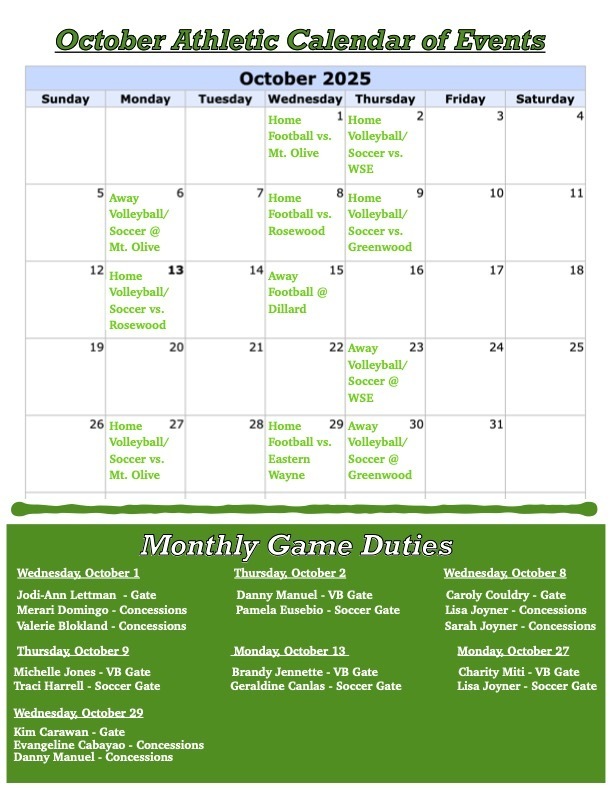 October 2025 Athletic Newsletter pg. 2