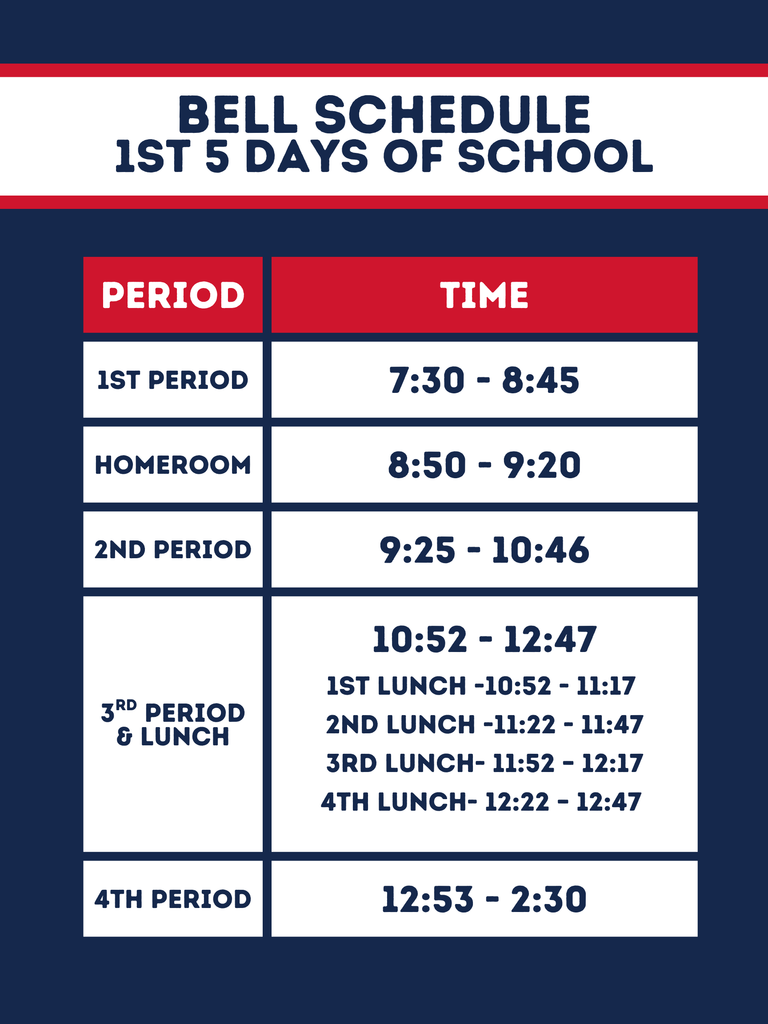 1st 5 days bell schedule