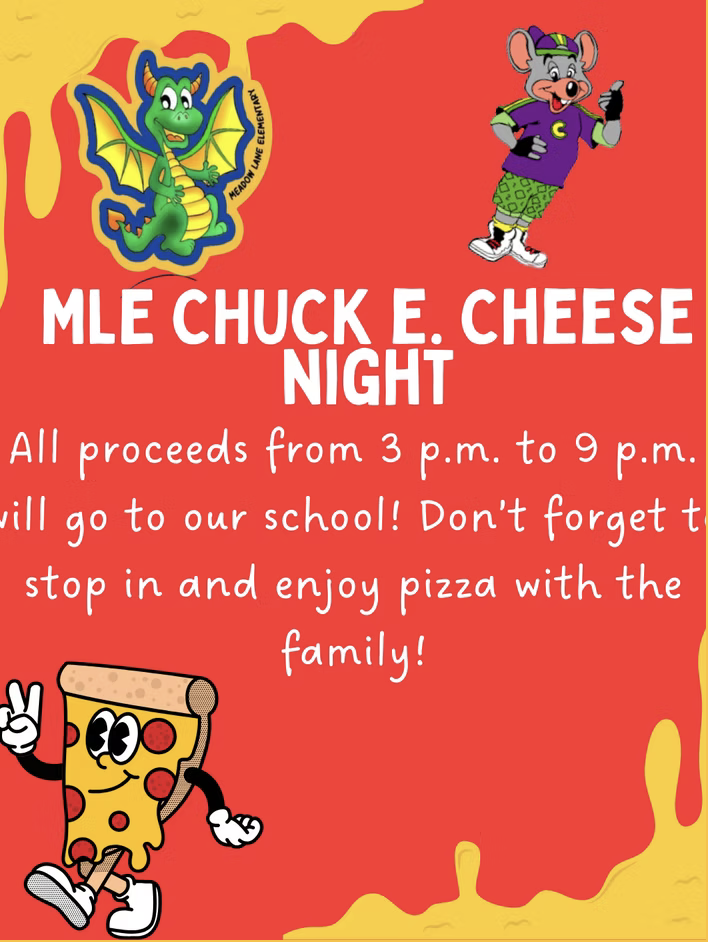 piece of pizza with arms and legs, a mle dragon and chuck e cheese mouse flyer