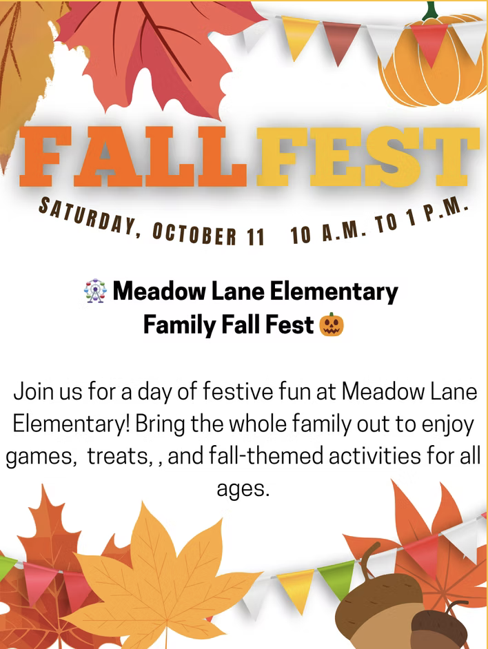 leaves, pumpkin fall decor flyer for fall festival at mle