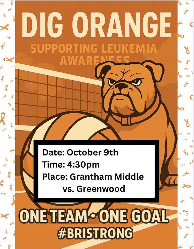 🏐 Bulldog Nation — Let’s Turn Our Campus ORANGE! 🧡 Come out Thursday October 9th and cheer on our Bulldogs Volleyball Team as they take on Greenwood! We’re rallying together in support of Brianna and her courageous fight against leukemia. Wear orange to show your love and strength for Brianna and help us fill the gym with hope, support, and Bulldog pride! 🧡 Wear orange. Bring your energy. Show your heart. 🧡 Together, we are #BriStrong.