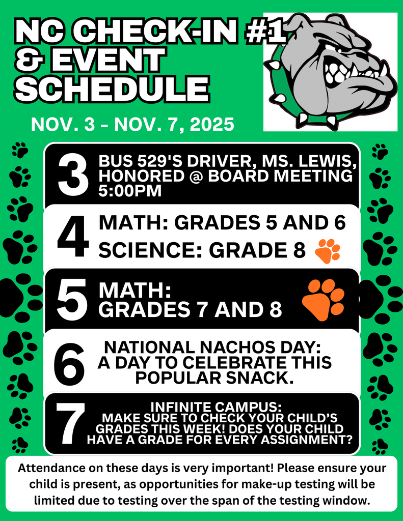 NC Check-In #1 Schedule 