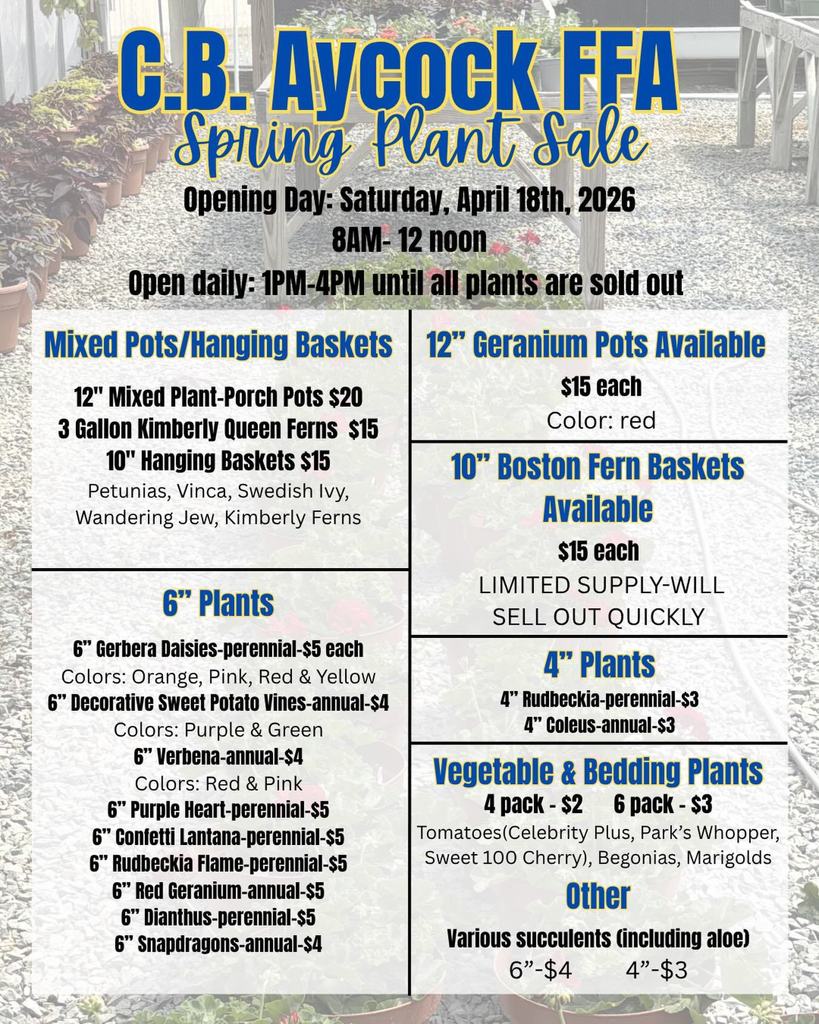FFA Plant Sale Spring 2026