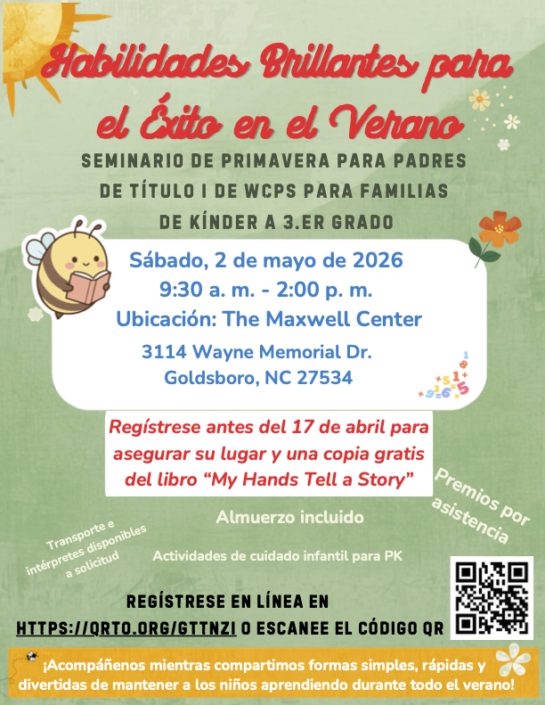 sizzling parent seminar flyer in Spanish