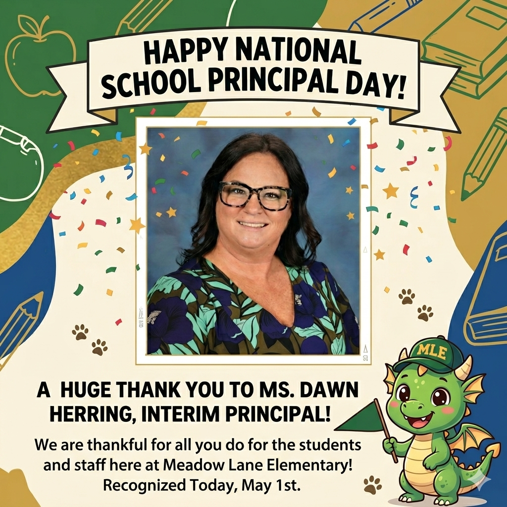 national school principal flyer with with staff picture and thank you