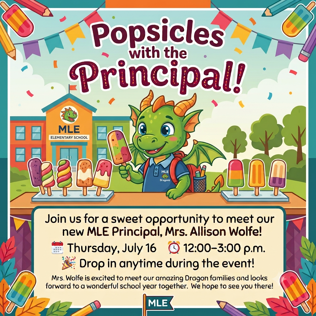 elementary dragon with a popsicle for meeting principal