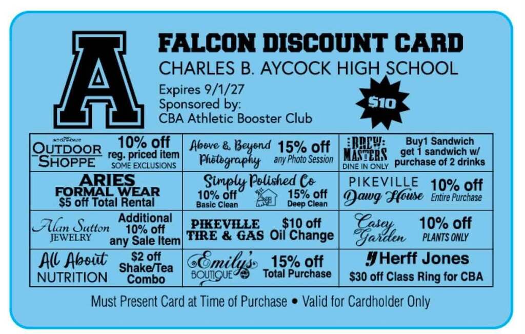 Falcon Discount Card Front View
