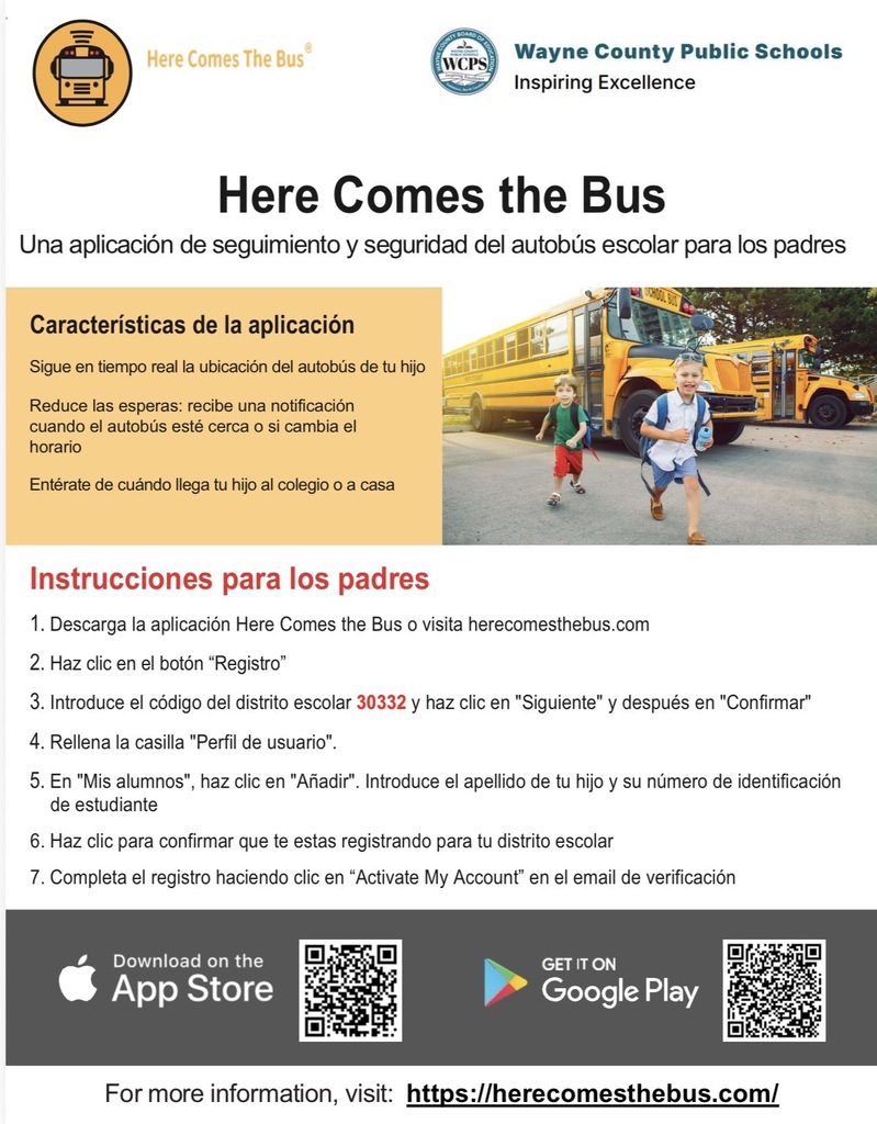 here comes the bus app download instructions in Spanish