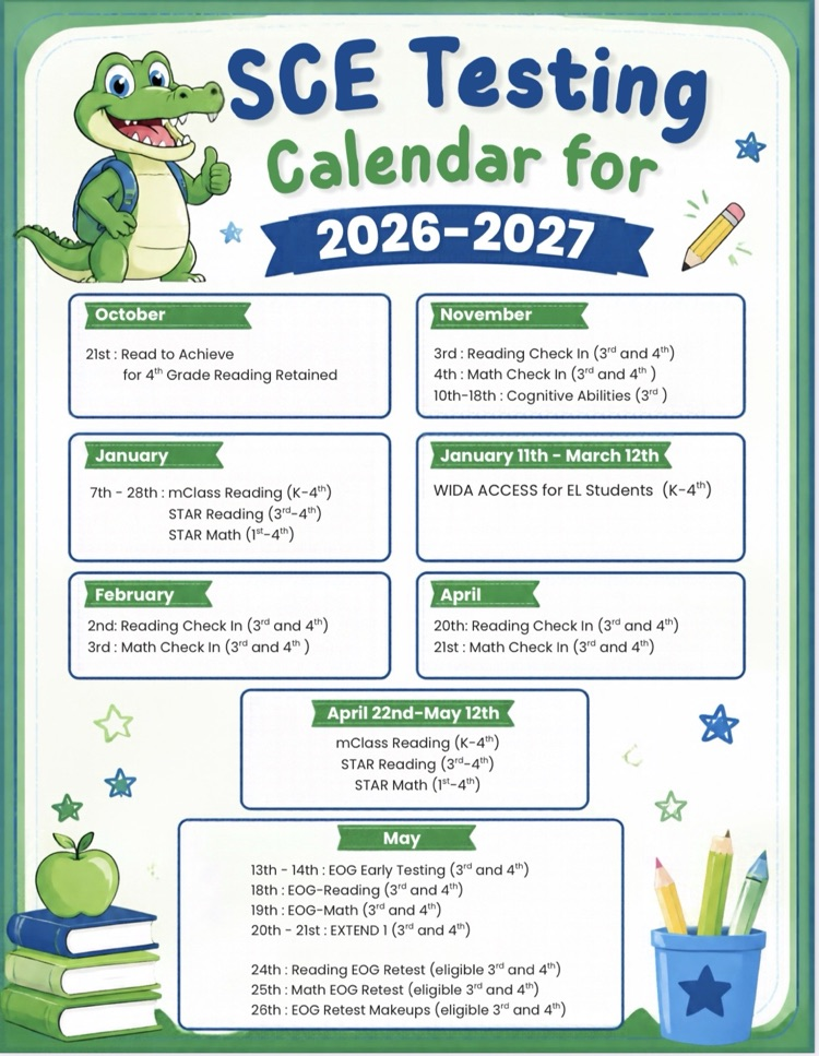 TESTING CALENDAR ENGLISH