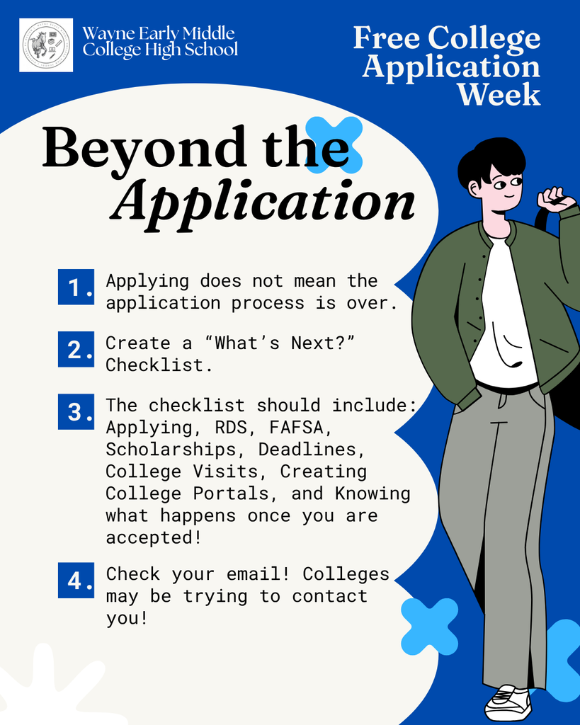 Thursday post for college application week. create a checklist and include RDS, FAFSA Scolarships, Creating College Portals and check your emails.